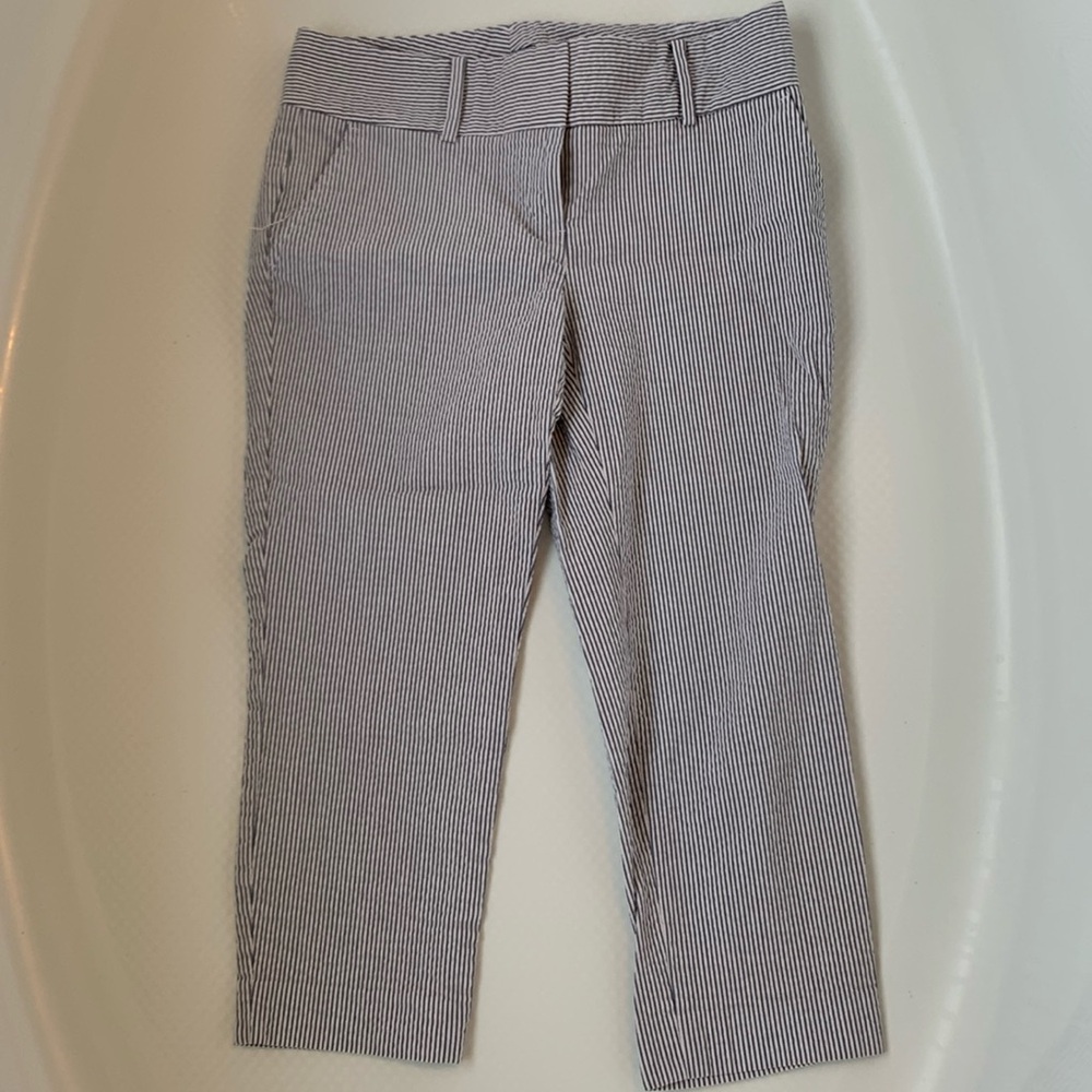Ann Taylor Blue Seersucker Dress Pants, 4P